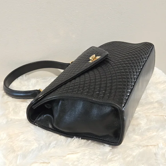 Bally Black Quilted Shoulder Bag with Gold Details - Picture 6 of 16